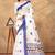 White printed art silk designer pallu saree
