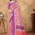 Baby pink printed art silk designer pallu saree