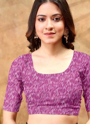 Baby pink printed art silk designer pallu saree 5