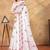 White printed art silk designer pallu saree