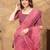 Hot pink printed art silk designer pallu saree