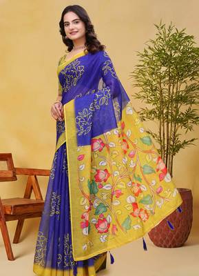 Purple printed art silk designer pallu saree 2