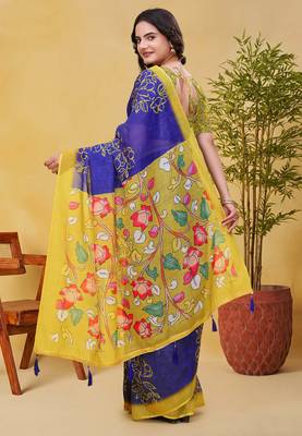 Purple printed art silk designer pallu saree 3