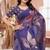 Purple printed art silk designer pallu saree