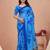 Royal blue printed art silk designer pallu saree
