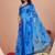 Royal blue printed art silk designer pallu saree