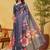 Grey printed art silk designer pallu saree