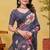 Grey printed art silk designer pallu saree