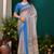 Grey printed art silk designer pallu saree