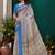 Grey printed art silk designer pallu saree