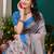 Grey printed art silk designer pallu saree