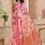 Baby pink printed art silk designer pallu saree