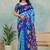 Teal printed art silk designer pallu saree