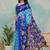Teal printed art silk designer pallu saree