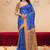 Blue printed art silk designer pallu saree