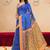 Blue printed art silk designer pallu saree