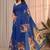 Blue printed art silk designer pallu saree
