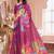 Pink printed art silk designer pallu saree