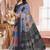 Grey printed art silk designer pallu saree