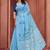 Sky blue printed art silk designer pallu saree
