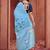 Sky blue printed art silk designer pallu saree