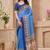 Sky blue printed art silk designer pallu saree