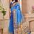 Sky blue printed art silk designer pallu saree