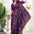 Purple printed art silk designer pallu saree