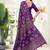 Purple printed art silk designer pallu saree