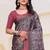 Grey printed art silk designer pallu saree