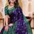 Purple printed art silk designer pallu saree