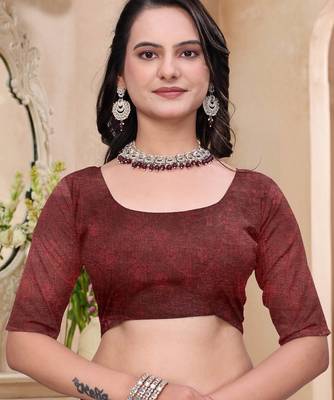 Maroon printed art silk designer pallu saree 5