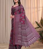 Red printed art silk designer pallu saree