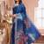 Blue printed art silk designer pallu saree