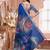 Blue printed art silk designer pallu saree