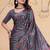 Grey printed art silk designer pallu saree