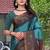 Teal printed art silk designer pallu saree