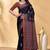 Black printed art silk designer pallu saree