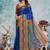 Blue printed art silk designer pallu saree