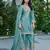 Sky embroidered chinon free size stitched palazzo style salwar suit