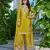 Yellow embroidered chinon free size stitched palazzo style salwar suit