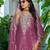 Pink embroidered chinon free size stitched palazzo style salwar suit