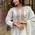 Women's white viscose sequin kurta set with embroidered chanderi silk dupatta