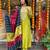 Lemon viscose chanderi sequin round neck kurta set with royal jacquard silk dupatta