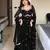 Black georgette sequin embroidery kurta pant set with embroidered georgette dupatta