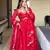 Red georgette sequin embroidery kurta pant set with embroidered georgette dupatta