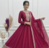 Dark rani color vichitra silk embroidery work party wear long gown