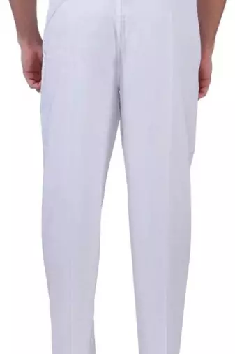 White plain cotton regular fit drawstring pyjama for men