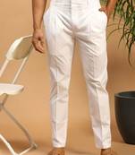 White plain cotton regular fit polo pyjama for men