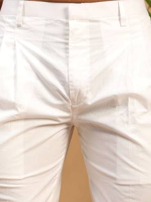 White plain cotton regular fit polo pyjama for men 3